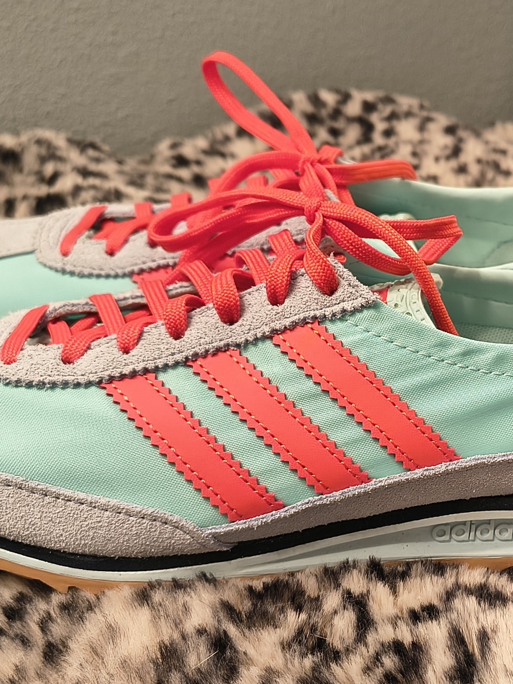adidas Women's Mint Green and Coral Low-Profile Sneakers